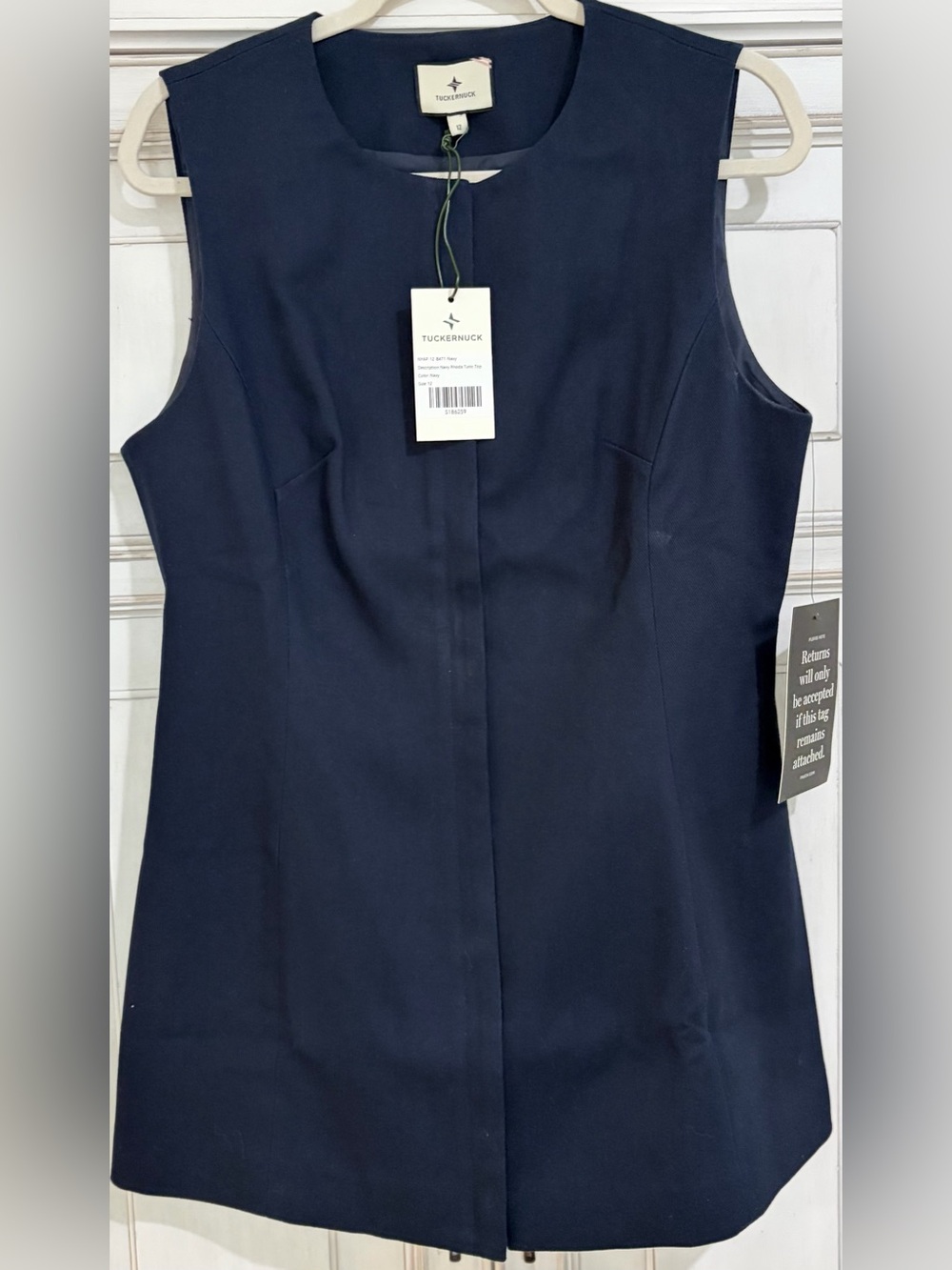 NWT SZ 12 Tuckernuck Navy Sleeveless Rhoda Tunic Vest Top